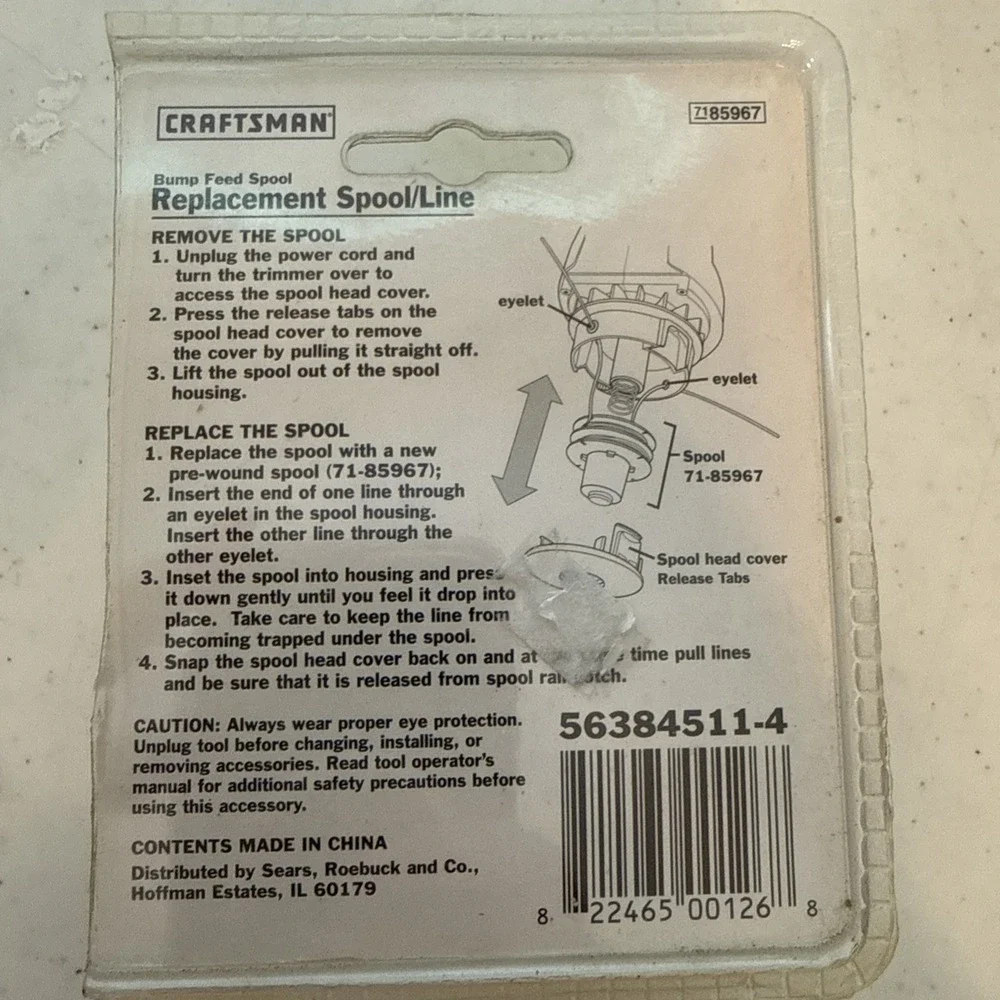 NIB Craftsman Replacement Bump Feed Spool with Round Nylon Line .065